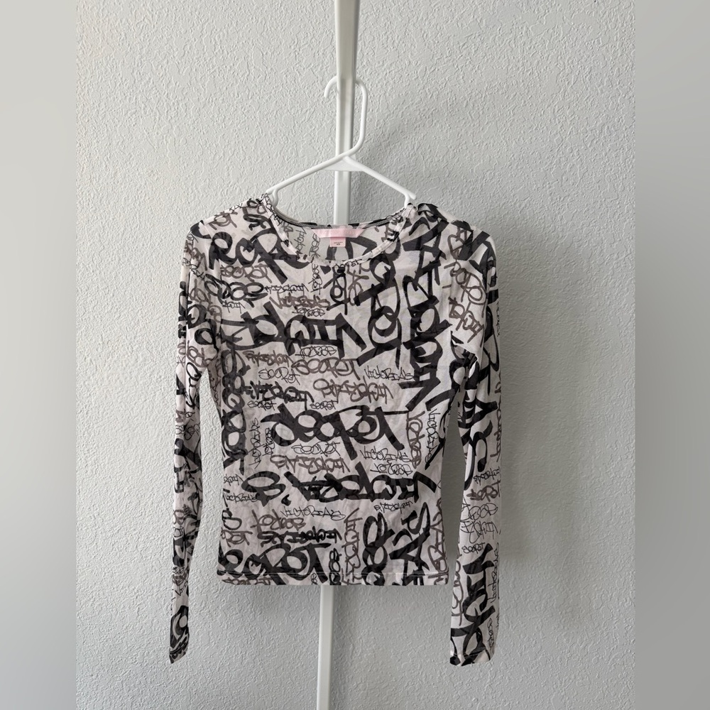 Victoria's Secret Black and White Graphic Long Sleeve Tee